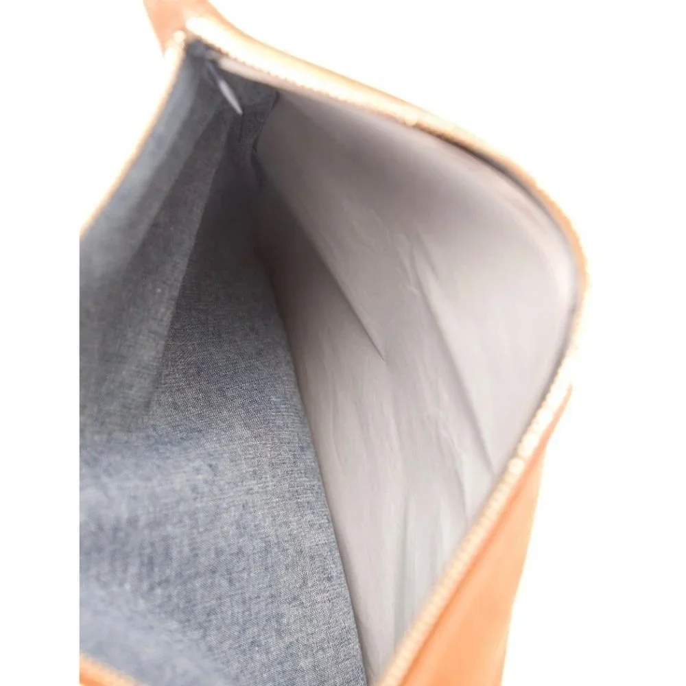 Clare V Camel Stripe Suede Leather Foldover Clutch Purse - Picture 10 of 13